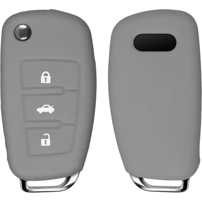 Produktbild von PhoneNatic Silikon Schlüssel Hülle kompatibel mit der Audi A4L 2009 3-Tasten Fernbedienung in grau Klappschlüssel 3-Key