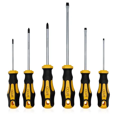 Obrázok produktu pre CCLIFE Magnetická sada skrutkovačov 6 ks s drážkou Phillips PH0 PH1 PH2 CRV oceľ s ergonomickou protišmykovou rukoväťou