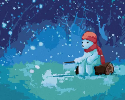 Produktbild von Zuty - Malen nach Zahlen - EISBÄRENFISCHEN IM WINTER, 40x50 cm, mit Keilrahmen (bereits gespannt)