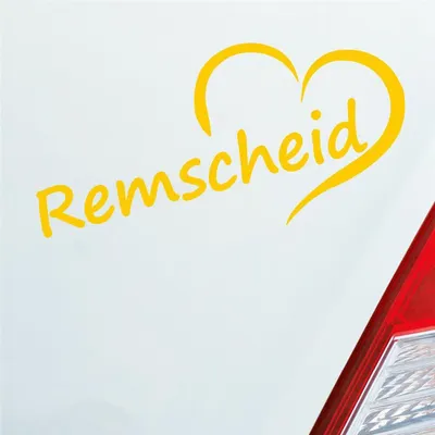 Produktbild von Auto Aufkleber Remscheid Herz Stadt City Love Liebe 16,5x8 cm Gelb Sticker Heckscheibenaufkleber