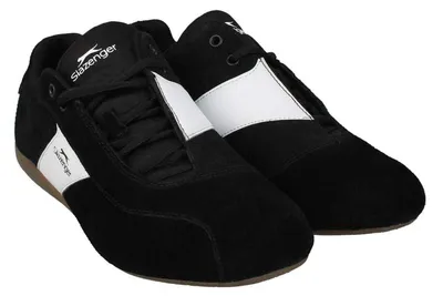 Produktbild von Slazenger - "Coast" Schrägstreifen Schuhe für Herren, Leder, Flach GT18721 (45 EU) (Schwarz/Weiß)