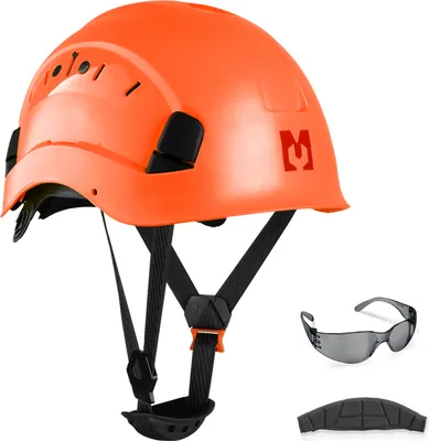 Image de Kit casque de sécurité Mustbau - Casque de protection avec lunettes de protection, sangle de tête réglable de 53 à 63 cm