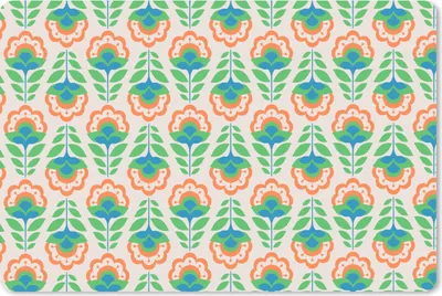 Produktbild von MuchoWow® Mauspad Mousepad Retro - Blumen - Design - Grün - Orange 27x18 cm - Mousepads - Maus Mat - Pad - Mausunterlage - Büroartikel - Desk Matten