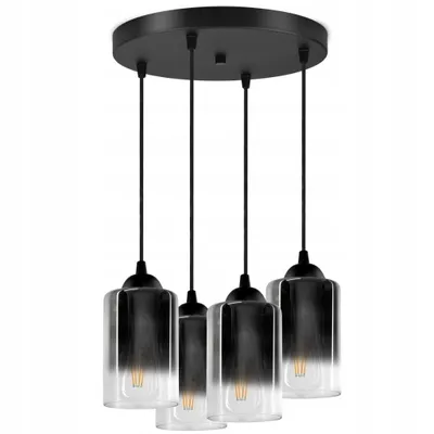 Obrázek produktu pro Luxolar Závěsné svítidlo 4 plameny skleněné stínidlo grafitově průhledné E27 60W - Stropní svítidlo obývací pokoj - Univerzální stropní svítidlo