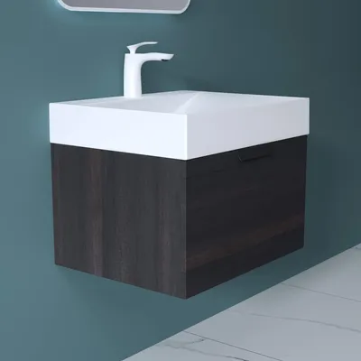 Produktbild von doporro Badmöbel Set Waschtisch mit Unterschrank Waschbeckenunterschrank in Anthrazit BTH:60x45x48 cm mit Soft-Close-Funktion Lonato