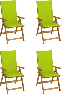 Image de Chaises inclinables de jardin lot de 4 et coussins Bois acacia