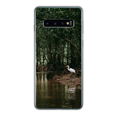 Produktbild von MuchoWow® Handyhülle Schutzhülle Hülle für Samsung Galaxy S10 Reiher - Wald - See Silikon Softcase Handy Hülle - Handytasche