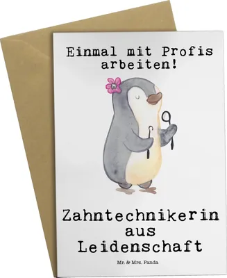 Produktbild von Mr. & Mrs. Panda Grußkarte Zahntechnikerin Leidenschaft - Weiß - Geschenk, weihnachtskarten, einladungskarten, osterkarte, Klappkarte, glückwunschkarten, hochzeitskarten