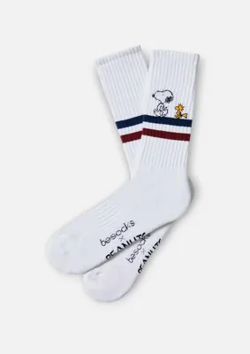 Produktbild von BeSocks Bio-Tennissocken - Snoopy, Farbe weiß, Größe 36-40