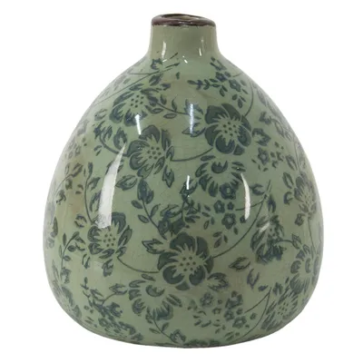 Obrázok produktu pre Váza Clayre & Eef Ø 13x14 cm Zelená Modrá Keramické kvety