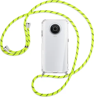 Produktbild von Handykette Backcover-Schutzhülle mit Band (Metall silberfarben) für Nokia G10, G20 (Nokia 6.3) - neongelb