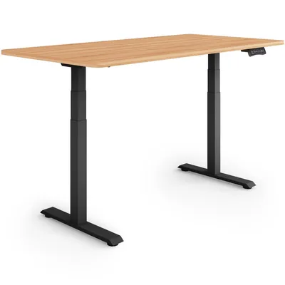 Produktbild von ESMART Germany EZX-132BM 140x70cm Ahorn-Nachbildung Ergonomischer Steh-Sitz-Schreibtisch Stufenlos elektrisch höhenverstellbar 60,5-125,5 cm 3 x Memory Aktivitätserinnerung USB Ladeport Schnelle Montage