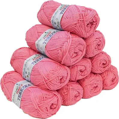 Produktbild von 10 x 50g Strickgarn Terezka 100% Baumwolle Baumwollgarn Häkelgarn, Farbe:bubblegum