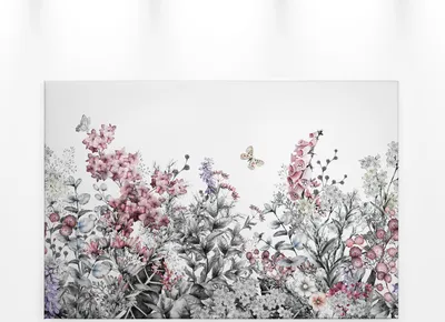 Produktbild von Blumen Leinwandbild Grau Weiß 90x60 DD120259 Keilrahmenbild Floral Leinwand