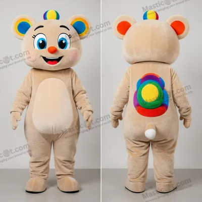 Image de Mascotte MASTICOT de jonglage souriante beige
