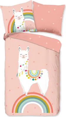 Produktbild von Duvet cover Good Morning 135x200 + 1* 80x80 cm - llama and rainbow