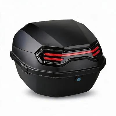 Produktbild von Motorradkoffer 45L Top Case, Wasserdicht & Abschließbar mit Rückenlehne, Universaler Heckkoffer aus ABS+PP mit Bremslicht & Reflektor für Motorrad