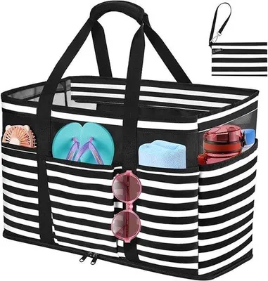 Productafbeelding van Unyqoos® Grote strandtas met een apart nat compartiment en rits - Ideaal voor gezinsuitstapjes en vakanties