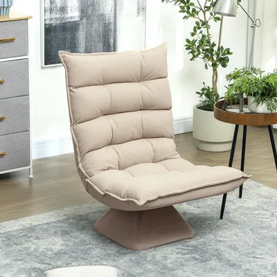 Produktbild von Bodensessel drehbar Leinenoptik, Lesesessel Relaxsessel, 360° drehbar, Beige | 62 x 70 x 95 cm | 15 cm Polsterung | 5-stufige Rückenlehne