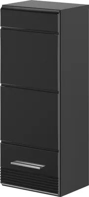 Produktbild von Badezimmer Hängeschrank "Leon" schwarz Hochglanz Badschrank hängend 30 x 77 cm