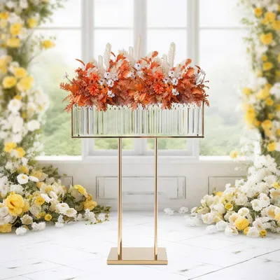 Image de Support pour plantes en cristal doré avec décoration