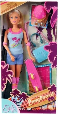 Produktbild von SIMBA Steffi Love Ankleidepuppe Miami Longboard Strand Handtasche Modepuppe