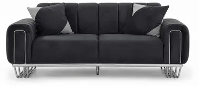 Zdjęcie produktu dla Nowoczesna, szara sofa tapicerowana, elegancka, idealna do salonu, sofa materiałowa, dwuosobowa