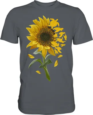 Produktbild von Schildkröten Sonnenblumen T-Shirt Garten Motiv Gärtner Geschenk – Dark Grey / M