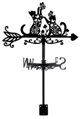 Produktbild von Wetterhahn - Katzen-Silhouette mit Schmetterlingen - Modell AJEW-WH0265-141-EU23