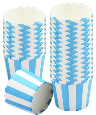 Muffinförmchen, 50 Stück, Papier, blau-weiß gestreift, 7x6x5,5 cm