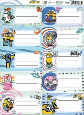 Obrázek produktu pro Beniamin Naklejki Minionki na zeszyty - 10 sztuk, łatwe w użyciu