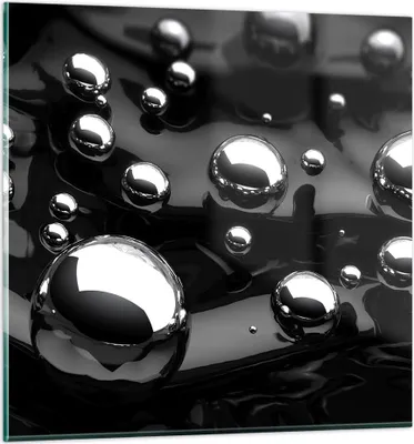 Produktbild von Bilder auf glas - Chrom Metall Reflexion - 60x60cm - Glasbilder - Wandbilder - Kunstdruck - zum Aufhängen bereit - Wanddekoration aus Glas - Glas Bilder - Wandbild auf Glas - Einteilig - GAC60x60-2525