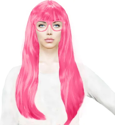 Produktbild von Perücke Wig langhaar, Fasching Karneval Halloween Motto Party, pink