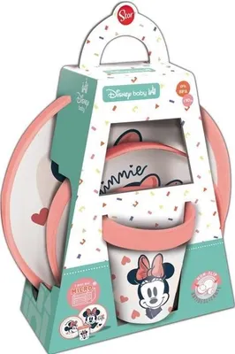 Obrázok produktu pre Súprava detského riadu Minnie, 3-dielna, Thermobaby, vhodná do mikrovlnnej rúry, miska, tanier a pohár, od 10 mesiacov