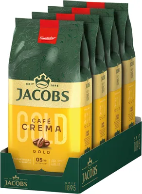 Produktbild von JACOBS Kaffeebohnen Expertenröstung Café Crema Gold ganze Bohnen geröstet 4x1 kg
