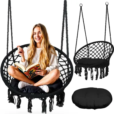 Produktbild von BOHO Hängesessel Gartenstuhl Schwarz