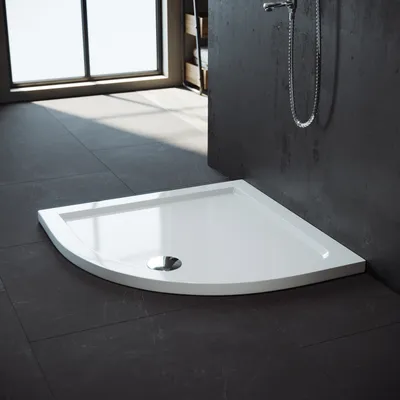 Obrázek produktu pro Čtvrtkruhová sprchová vanička SONNI 80x80x4cm, sprchová vanička ABS, protiskluzový povrch