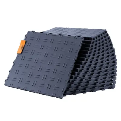 Produktbild von Garagen-Bodenbeschläge - Industrieboden-Set 50 Stück, 305 x 305 x 13,4 mm, rutschfeste doppelseitige Struktur-Garagenboden - Ideal für Garagen, Keller, Reparaturwerkstätten - Graphitgrau