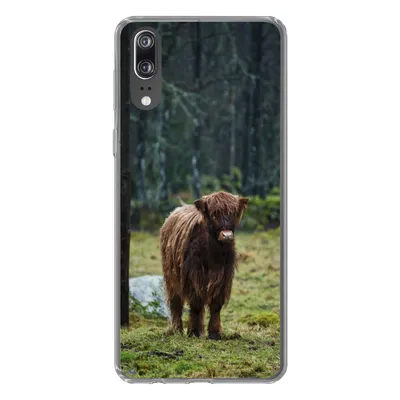 Produktbild von MuchoWow® Handyhülle Schutzhülle Hülle für Huawei P20 Schottischer Hochländer - Wald - Moos Silikon Softcase Handy Hülle - Hardcover