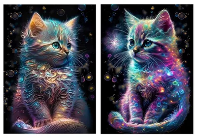 2er-Set Katzen-Diamantmalerei 30x40 cm 5D-Bastelset