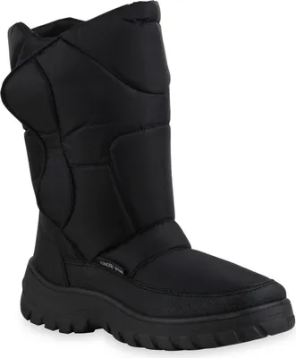 Produktbild von Mytrendshoe Herren Warm Gefütterte Winter Boots Blockabsatz Stiefel Schuhe 836089, Farbe: Schwarz, Größe: 47