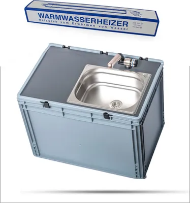 Obrázok produktu pre 230V Mobilné umývadlo Campingbox Eurobox 10L Campingová kuchyňa womoTopná voda