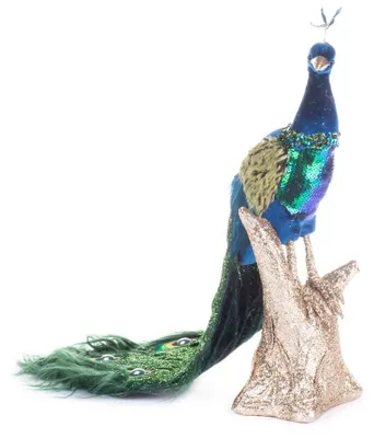 Image de Décoration MagicHome Noël, Paon, bleu, en plumes, 24x12x32 cm