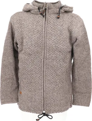 Produktbild von Strickjacke, Uni Wolljacke, Nepaljacke mit Perlmuster, Baumwollfutter - Grau, Herren, Wolle, Größe: M