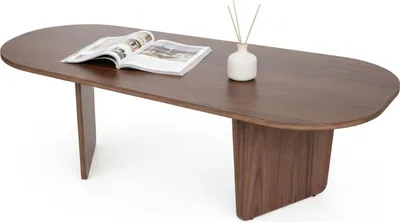 Produktbild von Dmora Couchtisch Dozza 130x65x40 cm Braun Nuss, Ovales Design, Platte aus hochwertigem Holz