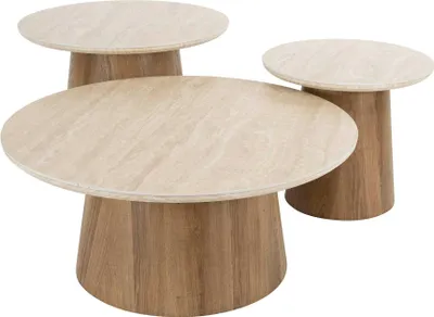 Produktbild von Romano Runder Keramischer Travertin Couchtisch Set/3