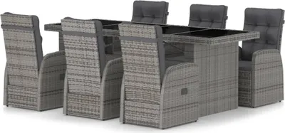 Image de vidaXL Ensemble de jardin 7 pièces avec coussins Poly rotin gris