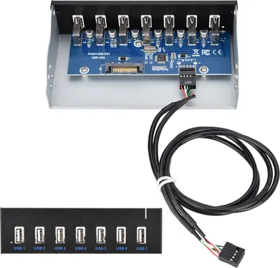 Zdjęcie produktu dla 7-portowy panel koncentratora USB 2.0 do bezstratnego przesyłania danych Panel napędu koncentratora USB