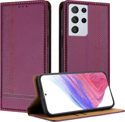 Immagine prodotto di Custodia per Samsung Galaxy S21 Ultra 5G in pelle con funzione di supporto Viola