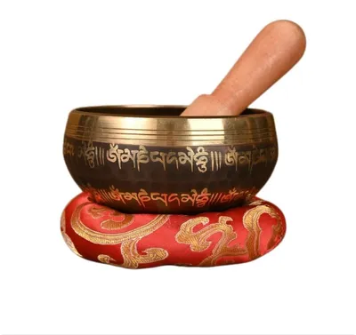 Produktbild von INF Kupferklangschale Set mit Pfirsichholzklöppel und Kissen für Meditation 9.5 cm